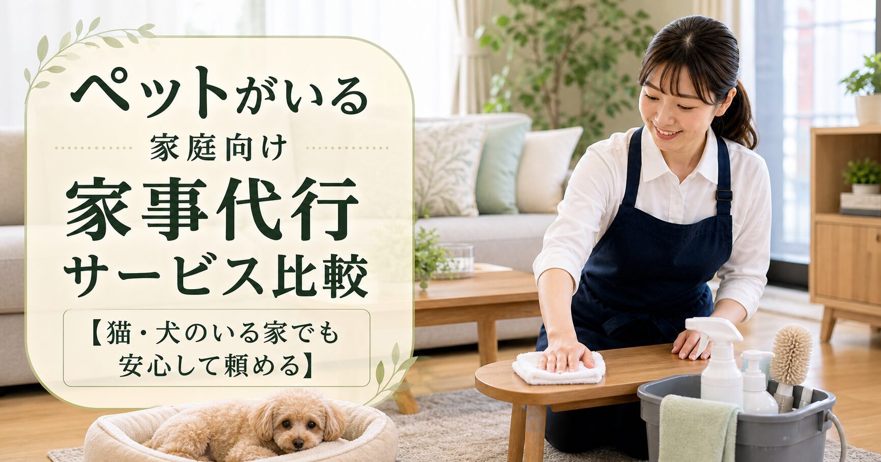 ペットがいる家庭向け家事代行サービス比較【猫・犬のいる家でも安心して頼める】のアイキャッチ画像