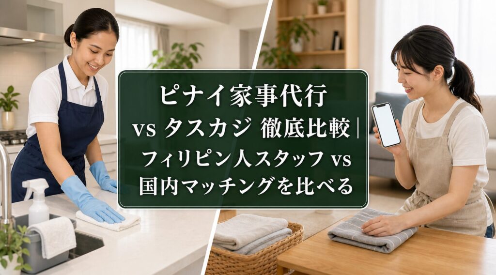 ピナイ家事代行 vs タスカジ 徹底比較｜フィリピン人スタッフ vs 国内マッチングを比べるのアイキャッチ画像