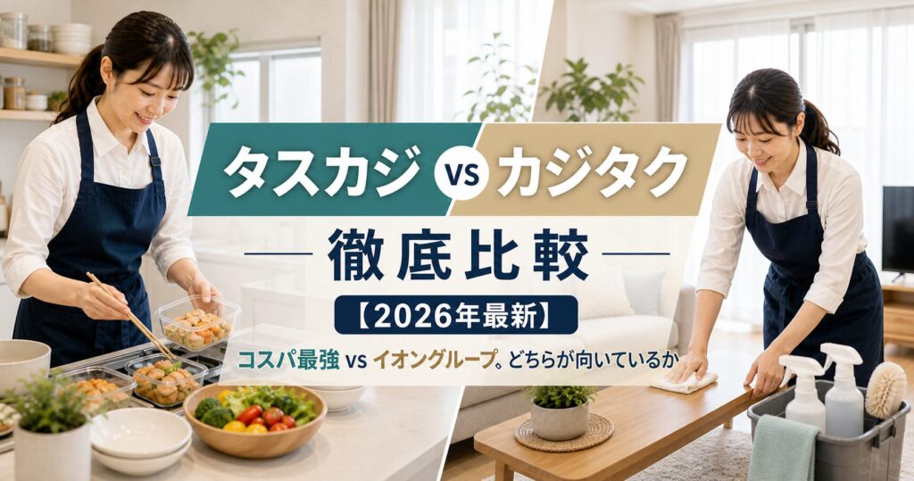タスカジ vs カジタク徹底比較【2026年最新】コスパ最強 vs イオングループ、どちらが向いているかのアイキャッチ画像