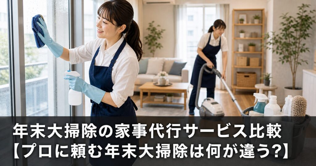 年末大掃除の家事代行サービス比較【プロに頼む年末大掃除は何が違う？】のアイキャッチ画像